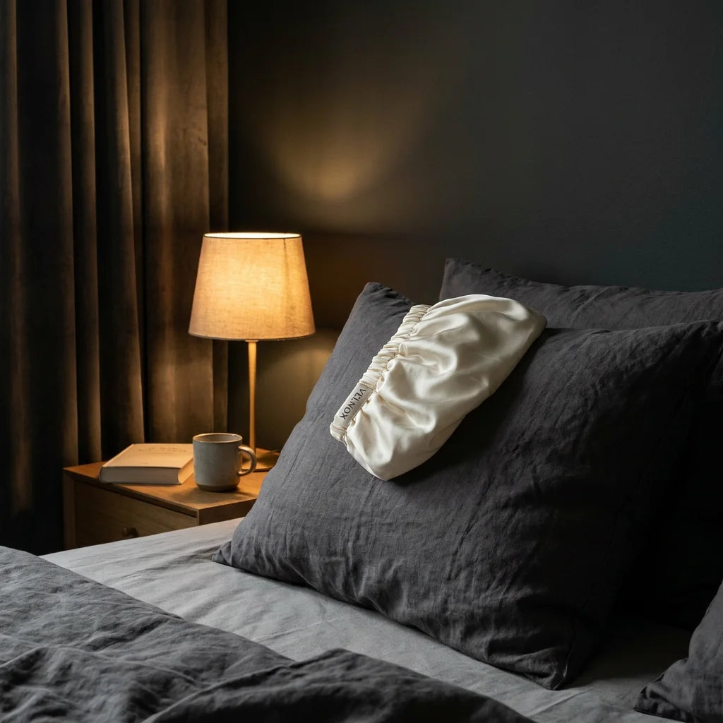 Velnox Silk Bonnet on pillow lifestyle